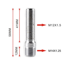 Load image into Gallery viewer, 20 PCS 5.8cm Universal Car Modification Extended Wheels Stud Conversion M14x1.25 to M12x1.5 Screw Adapter LN032 LN033 LN044, 5.8cm M14x1.25 to M12x1.5
