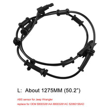 Load image into Gallery viewer, Car Front ABS Wheel Speed Sensor 68003281AC for 2007-2018 Jeep Wrangler JK, For 2007-2018 Jeep Wrangler JK