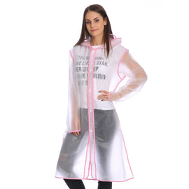EVA Edging Conjoined Poncho Edge Design Transparent Hat Brim Rain Covers Waterproof Outdoor Raincoat, Size: L, Suitable for 150-170cm Height(Pink), Size: L