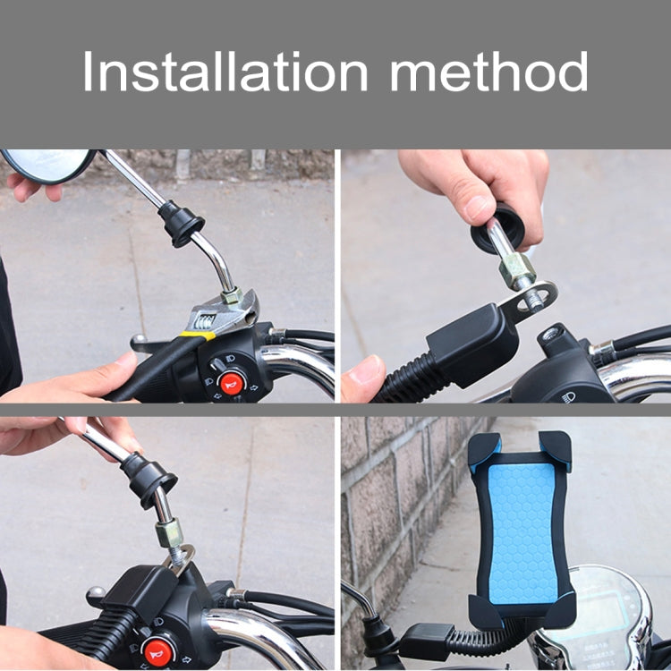 Universal 360 Degrees Free Rotation ABS Motorcycle Phone Bracket Mountain Bike Navigation Bracket GPS/Mobile Holder for 3.5-6.5 inch Mobile Phone