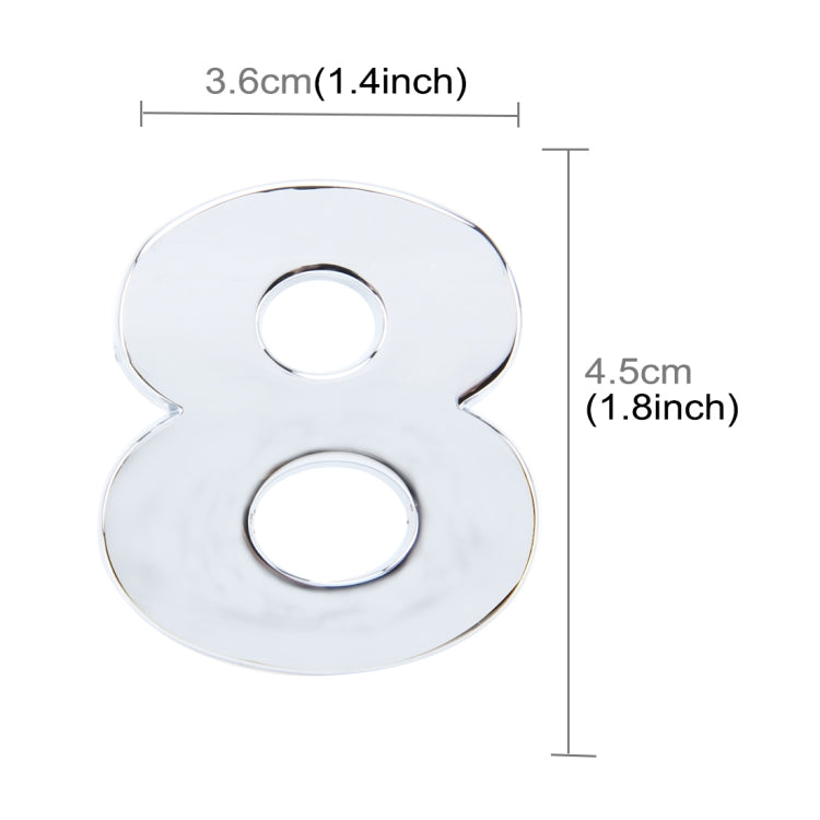 Car Vehicle Badge Emblem 3D Number One Self-adhesive Sticker Decal, Size: 3.6*4.5*0.5cm, 8, 1, 2, 3, 4, 5, 6, 7