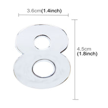 Load image into Gallery viewer, Car Vehicle Badge Emblem 3D Number One Self-adhesive Sticker Decal, Size: 3.6*4.5*0.5cm, 8, 1, 2, 3, 4, 5, 6, 7