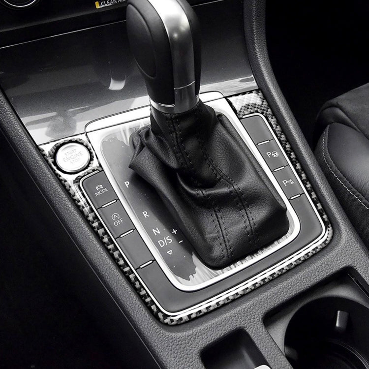 Car Carbon Fiber Gear Position Panel Frame Decorative Sticker for Volkswagen Golf 7 2013-2017, with Hole and Start and Stop, Left Drive, Gear Position Panel