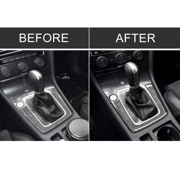 Car Carbon Fiber Gear Position Panel Frame Decorative Sticker for Volkswagen Golf 7 2013-2017, with Hole and Start and Stop, Left Drive, Gear Position Panel