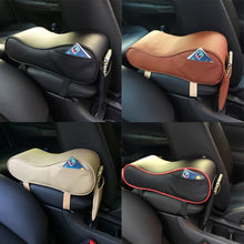 Load image into Gallery viewer, Universal Car PU Leather and Memory Foam Wrapped Armrest Box Car Armrest Box Mat with Phone Holder Storage Bag &amp; Card Slot, with Card Slot (Black), with Card Slot (Black Red), with Card Slot (Beige), with Card Slot (Brown)