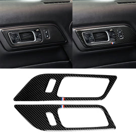 2 PCS Car USA Color Carbon Fiber Door Inner Handles Decorative Sticker for Ford Mustang 2015-2017, Door Inner Handles