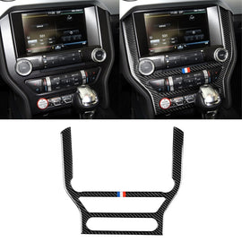 Car USA Color Carbon Fiber CD Panel Decorative Sticker for Ford Mustang 2015-2017, CD Panel