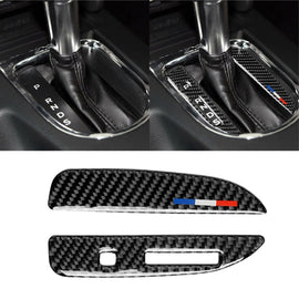 2 PCS Car USA Color Carbon Fiber Gearshift Panel Decorative Sticker for Ford Mustang 2015-2017, Left Drive, Gearshift Panel