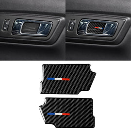 2 PCS Car USA Color Carbon Fiber Door Inner Handle Wrist Panel Decorative Sticker for Ford Mustang 2015-2017, Door Inner Handle Wrist