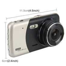 Load image into Gallery viewer, 4 inch HD Video Recording HD Display Car Recorder with Separate F2.0 Camera, 12MP 170 Degrees Wide-angle/ Rear View Loop Recording/ G-Sensor Recording/ WDR Full HD/ Front Camera 1080P/ Rear Camera 720P/ Support 32G TF Card, 4 inch