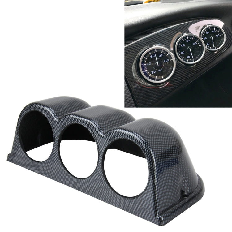 60mm Universal Horizontal Carbon lead Material 3 Triple Auto Car Dash Gauge Meter Pod Mount Holder Dashboard 3 Hole Cup Vehicle Performance Meter Instrument Accessories, Horizontal