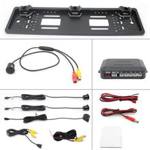 Load image into Gallery viewer, PZ600-L Europe Car License Plate Frame Rear View Camera Visual Rear View Parking System with 2 Reversing Radar Detector, with 2 Reversing Radar Detector