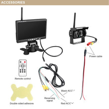 Load image into Gallery viewer, PZ607-W Wireless Vehicle Truck Backup Camera and Monitor Infrared Night Vision Rear View Camera with 7 inch HD Monitor for RV Trailer, PZ607-W