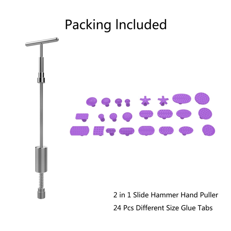 Auto Repair Body Tool Kit PDR Dent Paintless Repair Tools Dent Puller Slide Hammer Reverse Hammer Aluminum Suction Cups for Dent, With Red T handle, Without Red T handle