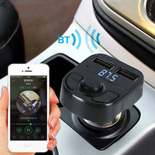 Load image into Gallery viewer, X8 Car MP3 Wireless Stereo Music Player Full Frequent FM Transmitter Wireless Car Charger Adapter with Dual USB Ports Digital Display Support U Disk and TF Card Wireless Headset for Mobile Phone, X8  3 in 1