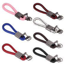Load image into Gallery viewer, PU Leather Braided Strap Zinc Alloy Keychain Keyring, Random Color Delivery, Braided Strap