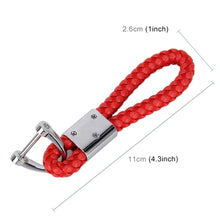 Load image into Gallery viewer, PU Leather Braided Strap Crystal Inlaid Keychain Keyring, Random Color Delivery, Crystal Inlaid