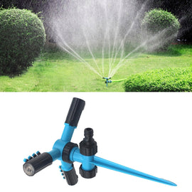 Automatic 360 Rotating Adjustable Garden Water Sprinklers Lawn Irrigation System with 3 Arm Sprayers and Spike Base, 360 Rotating Water Sprinkler (Blue), 360 Rotating Water Sprinkler (Green)