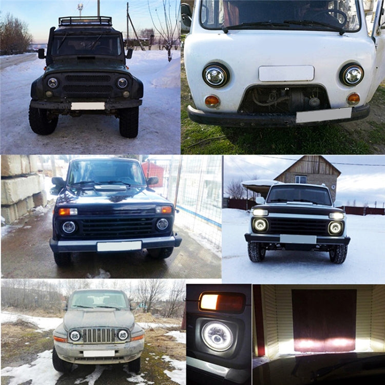 2 PCS 7 inch IP68 Waterproof 6500K 75W CREE LED Headlight Hi/Lo Beam Driving Lamp for Jeep Wrangler JK TJ LJ, 6500K 75W