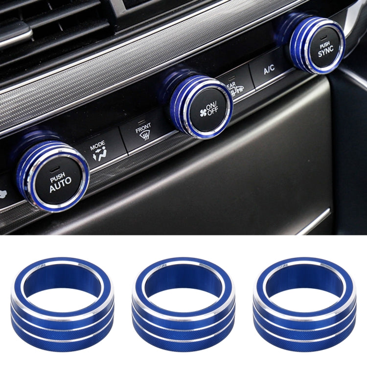 3 PCS Car Aluminum Alloy Air Conditioner Knob Case for Honda Tenth Generation Accord, For Honda Tenth Generation Accord(Blue), For Honda Tenth Generation Accord(Red)