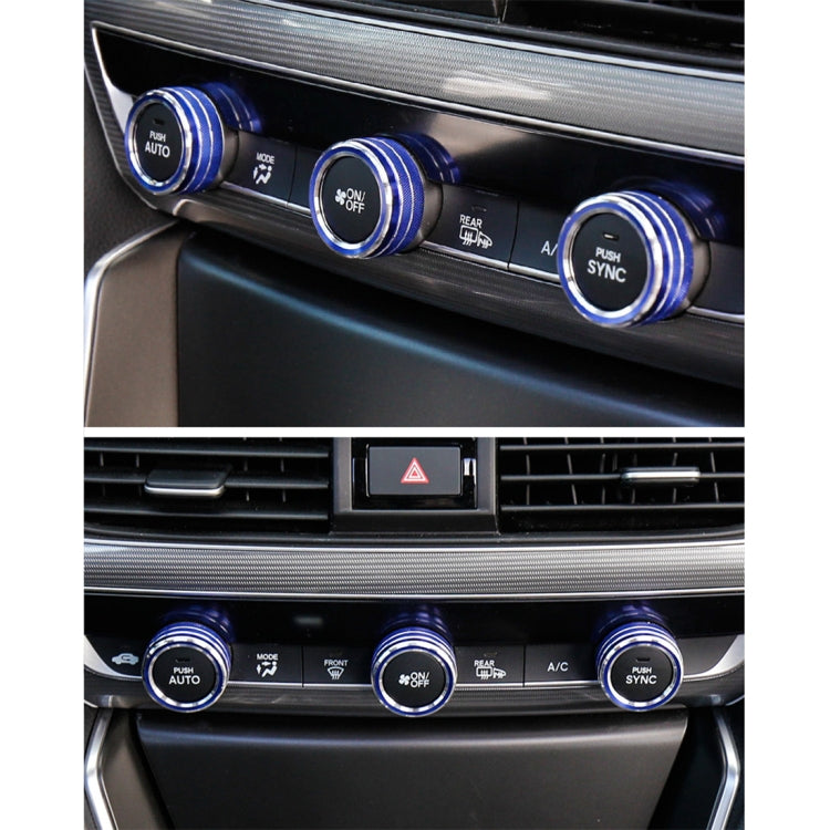 3 PCS Car Aluminum Alloy Air Conditioner Knob Case for Honda Tenth Generation Accord, For Honda Tenth Generation Accord(Blue), For Honda Tenth Generation Accord(Red)