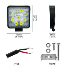 Load image into Gallery viewer, 6.7W White Light Square-Shaped Waterproof Car Boat Marine Work Lights Spotlight LED Bulbs, DC 9-30V, 27W