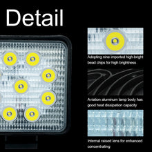 Load image into Gallery viewer, 6.7W White Light Square-Shaped Waterproof Car Boat Marine Work Lights Spotlight LED Bulbs, DC 9-30V, 27W