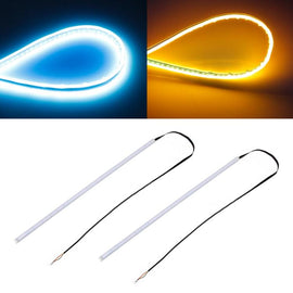 2 PCS 60cm DC12V 7.5W Ultra-thin Waterproof Car Auto Double Colors Turn Lights / Running Lights SMD-2835 LED Bulbs (Turn Lights: Yellow Light; Running Lights: Ice Blue Light), 60cm Turn Lights: Yellow Light; Running Lights: Ice Blue Light              ...