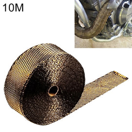 10m Titanium Gold Exhaust Wrap Auto Motor Exhaust Heat Shield Wrap Heat Resistant Wrap, 10m Titanium Gold