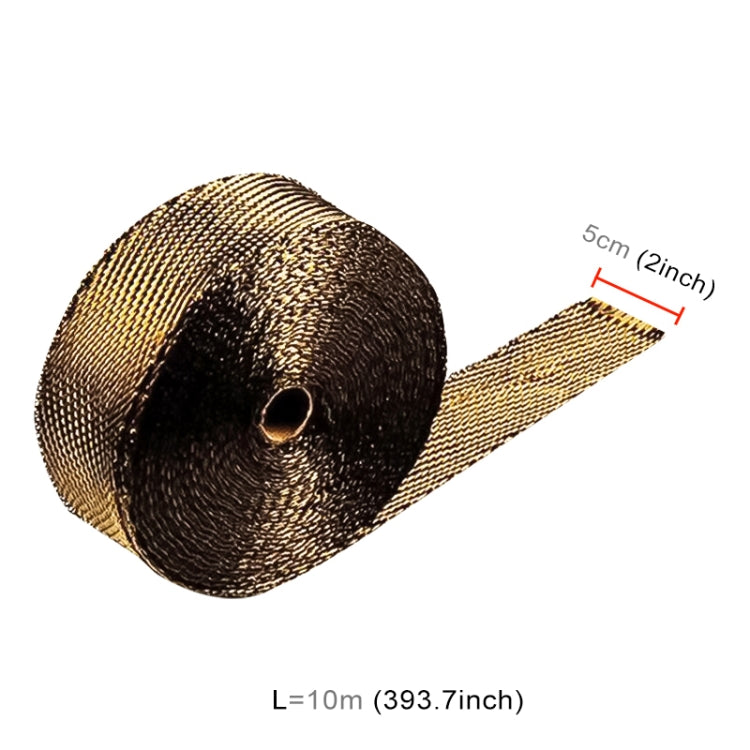 10m Titanium Gold Exhaust Wrap Auto Motor Exhaust Heat Shield Wrap Heat Resistant Wrap, 10m Titanium Gold