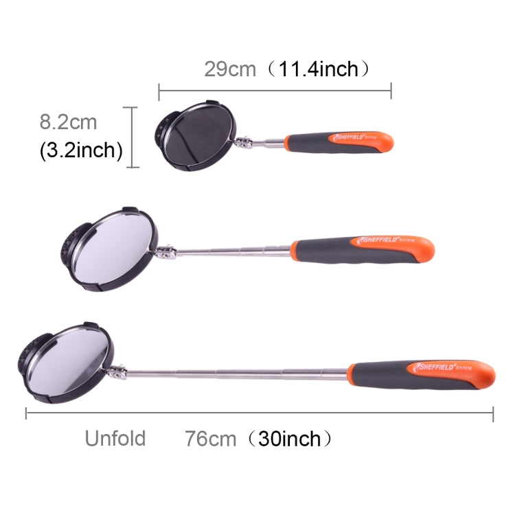 Retractable Vehicle Car Chassis Inspection Mirror with 3 PCS 5mm LED Lights, Mirror Diameter: 82mm, Max Expanding Length: 760mm, Diameter: 82mm, Max Expanding Length: 760mm