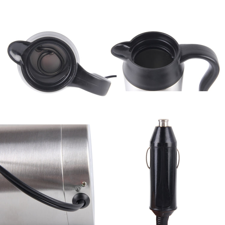 HJ-18A Stainless Steel Electric Mug 750ml DC 12V Car Electric Kettle Heated Mug Car Coffee Cup With Charger Cigarette Lighter Heating Cup Kettle Insulated Water Heater Mug, HJ-18A