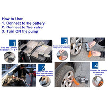 Load image into Gallery viewer, Portable 4X4 Heavy Duty Air Compressor 12V 150PSI 35LPM Pump Tire Inflatable Pump Car Tool with Working Light for Outdoor Emergency, 12V 85-150 PSI Tire Inflatable Pump