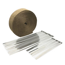 Load image into Gallery viewer, 15m Titanium Gold Exhaust Wrap Auto Motor Exhaust Heat Shield Wrap Heat Resistant Wrap, 15m Titanium Gold