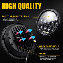 Load image into Gallery viewer, 2 PCS 7 inch DC10-48V 36W 6000K Harley Motorcycle Headlight with 12 SMD-5630-LED Lamps and 12 Crystal Lamp Beads, DC10-48V 36W 6000K