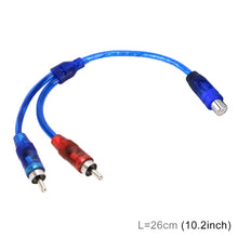 Load image into Gallery viewer, Car AV Audio Video 1 Female to 2 Male Aluminum Extension Cable Wiring Harness, Cable Length: 26cm, 1 Female to 2 Male