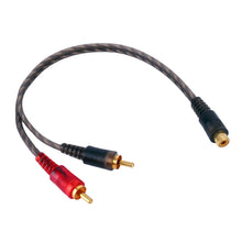 Load image into Gallery viewer, Car AV Audio Video 1 Female to 2 Male Copper Extension Cable Wiring Harness, Cable Length: 26cm, 1 Female to 2 Male (Copper)