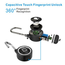 Load image into Gallery viewer, Waterproof Intelligent Bluetooth Fingerprint Padlock Remote Unlocking for iOS / Android, Fingerprint and Remote Padlock(Black), Fingerprint and Remote Padlock(Blue), Fingerprint and Remote Padlock(Silver)