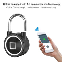 Load image into Gallery viewer, Waterproof Intelligent Bluetooth Fingerprint Padlock Remote Unlocking for iOS / Android, Fingerprint and Remote Padlock(Black), Fingerprint and Remote Padlock(Blue), Fingerprint and Remote Padlock(Silver)