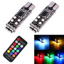 Load image into Gallery viewer, 2 PCS W5W 194 T10 Multi Colors 10 SMD 3535 LED Car Clearance Light Marker Light with Remote Control, DC 12V, 2 PCS SMD 3535