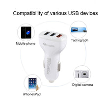 Load image into Gallery viewer, LZ-429 QC3.0 2.4A Three USB Ports Smart Quick Car Charger, LZ-429 White, LZ-429 Black