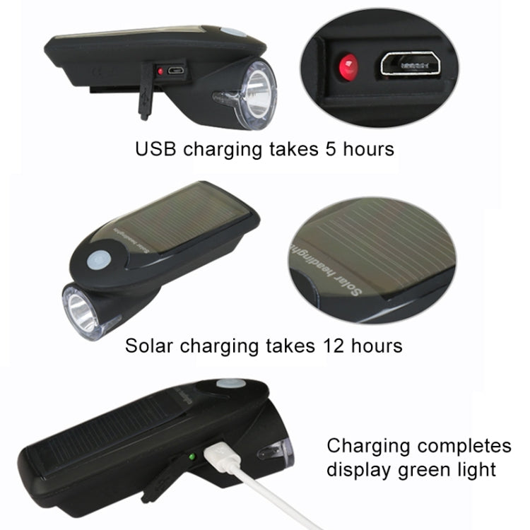 3W 240LM USB Solar Energy Motorcycle / Bicycle Front Light, Front Light Black, Front Light White