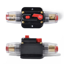 Load image into Gallery viewer, DC 12-24V Car Circuit Breaker Stereo Audio Fuse Holder Insurance 50A Fuse, 50A