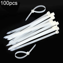 Load image into Gallery viewer, 100pcs /Pack 8mm*200mm Nylon Cable Ties, 8mm*200mm Black, 8mm*200mm White
