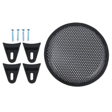 Load image into Gallery viewer, 8 inch Car Auto Metal Mesh Black Round Hole Subwoofer Loudspeaker Protective Cover Mask Kit with Fixed Holder, 8 Inch