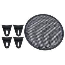 Load image into Gallery viewer, 12 inch Car Auto Metal Mesh Black Round Hole Subwoofer Loudspeaker Protective Cover Mask Kit with Fixed Holder, 12 Inch