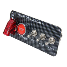 Load image into Gallery viewer, 12V / 30A Carbon Fiber Racing Car 12V LED Ignition Switch Panel Engine Start Push Button LED Car Panel Switches Lever Multi-function Automatic Ignition Switch for Racing Cars, 12V 30A