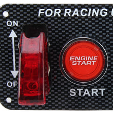 Load image into Gallery viewer, 12V / 30A Carbon Fiber Racing Car 12V LED Ignition Switch Panel Engine Start Push Button LED Car Panel Switches Lever Multi-function Automatic Ignition Switch for Racing Cars, 12V 30A