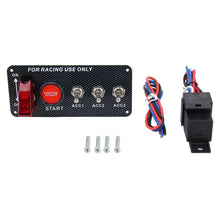 Load image into Gallery viewer, 12V / 30A Carbon Fiber Racing Car 12V LED Ignition Switch Panel Engine Start Push Button LED Car Panel Switches Lever Multi-function Automatic Ignition Switch for Racing Cars, 12V 30A