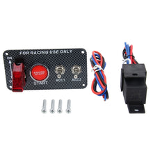 Load image into Gallery viewer, Racing Car Ignition Switch Panel Engine Start Start Push Button LED Racing Toggle Switch 12V Carbon Fiber Panel Multi-function Automatic Ignition Switch for Racing Cars, 12V